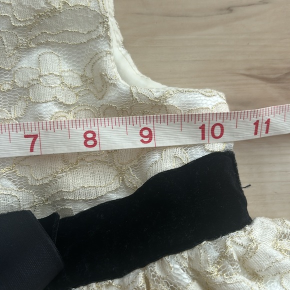 Cherokee Girls 5T Cream Lace Layers Dress with Faux Black Front Bow. So cute. - Picture 10 of 11